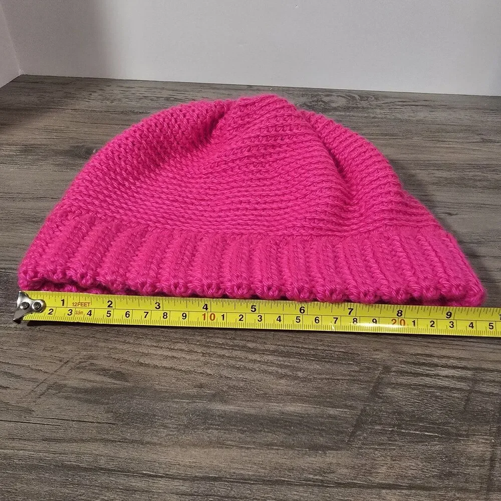 Crochet Beanie, One Size, Pink, Single Crochet.